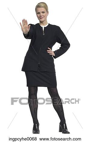 Businesswoman with her hand out View Large Photo Image Stock Photo - Businesswoman with her hand out . Fotosearch