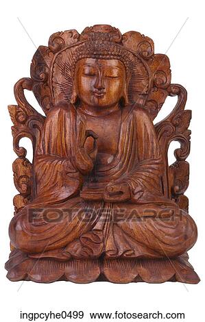 Stock Photo - Carved wooden Buddha sculpture . Fotosearch