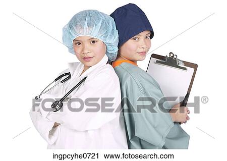Children dressed up as doctors View Large Photo Image Stock Image - Children dressed up as doctors . Fotosearch