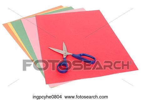 Colored paper with scissors View Large Photo Image Picture - Colored paper with scissors . Fotosearch