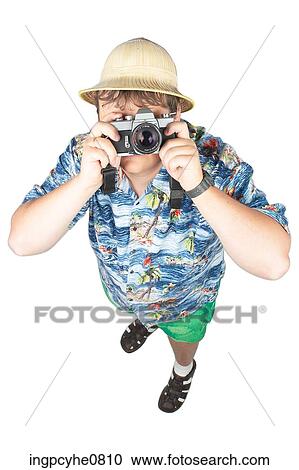 Stock Image - comical adult tourist . Fotosearch