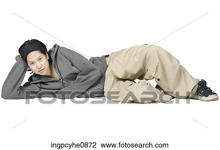 Female wearing bandanna lying down View Large Photo Image Stock Image - Female wearing bandanna lying down. Fotosearch