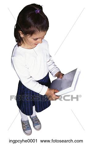 Stock Image - girl holding a book. Fotosearch