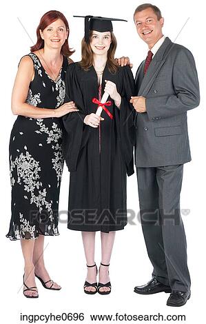 graduation girl with parents View Large Photo Image Stock Photograph - graduation girl with parents . Fotosearch
