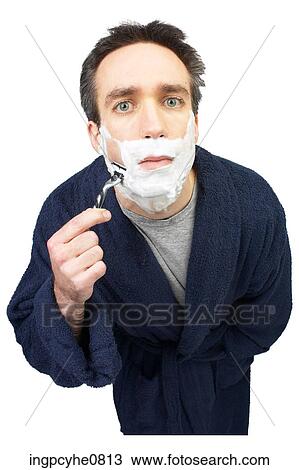man shaving face View Large Photo Image Stock Image - man shaving face . Fotosearch