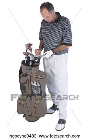 Man with golf clubs View Large Photo Image Stock Image - Man with golf clubs . Fotosearch
