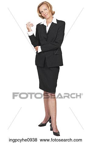 Middle aged business woman making a gesture with her hand View Large Photo Image Stock Photo - Middle aged business woman making a gesture with her hand . Fotosearch