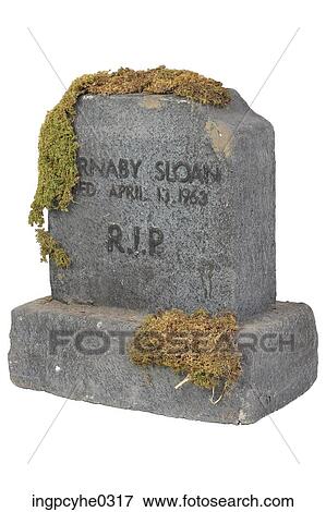 Stock Photo - Moss on inscribed tombstone 5. Fotosearch