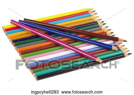 Stock Image - Multicolored pencil crayons . Fotosearch