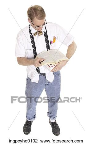 Nerdy student reading books View Large Photo Image Stock Image - Nerdy student reading books . Fotosearch