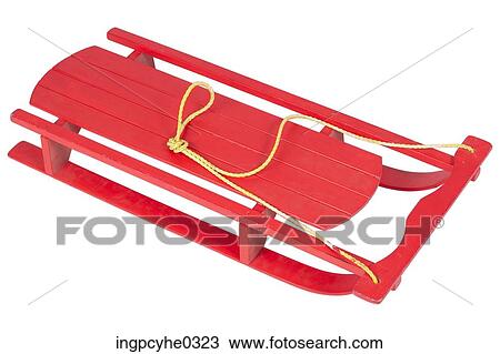 Stock Image - Red wooden toboggan . Fotosearch