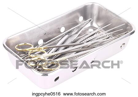 Stainless steel tray full of instruments View Large Photo Image Stock Photograph - Stainless steel tray full of instruments . Fotosearch