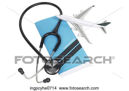 Stethoscope with plane and ticket BE View Large Photo Image Picture - Stethoscope with plane and ticket BE . Fotosearch