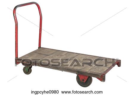 Wooden and red metal dolly View Large Photo Image Stock Image - Wooden and red metal dolly. Fotosearch