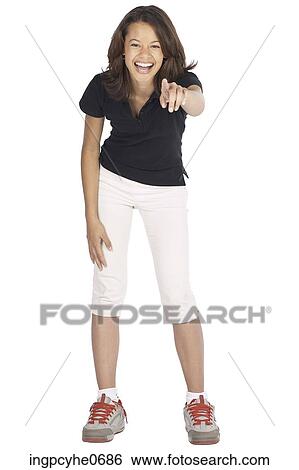 Stock Photograph - young woman in black shirt . Fotosearch
