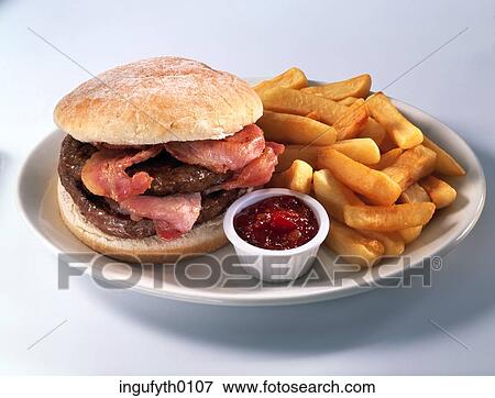 Burger Chips Dip View Large Photo Image Stock Photo - Burger Chips Dip. Fotosearch