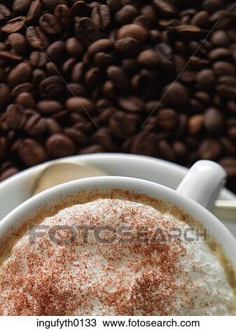 Cappucino & Beans View Large Photo Image Stock Image - Cappucino & Beans. Fotosearch