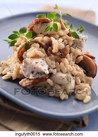 Chicken & Mushroom Risotto View Large Photo Image Stock Photography - Chicken & Mushroom Risotto. Fotosearch