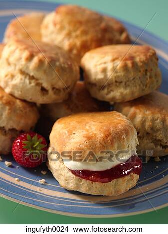 Scones & Cream View Large Photo Image Picture - Scones & Cream. Fotosearch