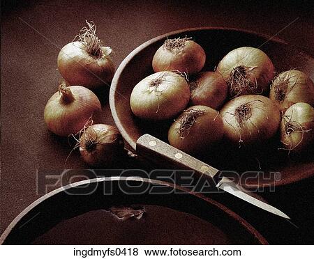Bowl Of Onions With Knife View Large Photo Image Stock Photo - Bowl Of Onions With Knife. Fotosearch