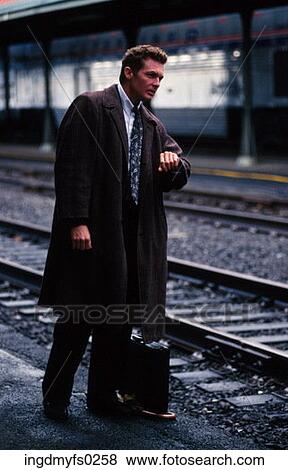 Business Man Waiting for Train View Large Photo Image Stock Photo - Business Man Waiting for Train. Fotosearch