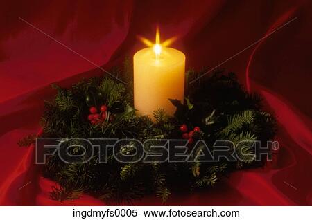 Candle Inside Wreath View Large Photo Image Stock Photography - Candle Inside Wreath. Fotosearch