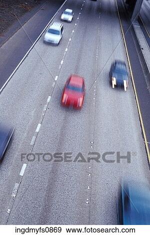 Cars Driving On Freeway View Large Photo Image Stock Photo - Cars Driving On Freeway. Fotosearch