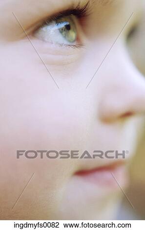 Stock Image - Close Up Profile of Young Child. Fotosearch