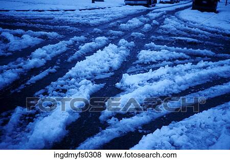 Driving on a Snowy Street View Large Photo Image Stock Photo - Driving on a Snowy Street. Fotosearch