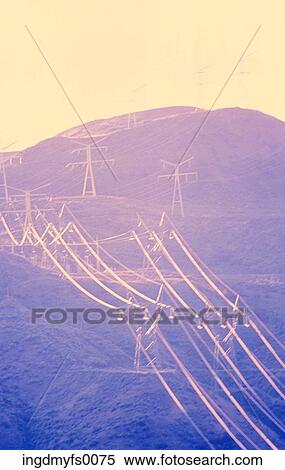 Hillside of Electric Power Towers View Large Photo Image Stock Photography - Hillside of Electric Power Towers. Fotosearch
