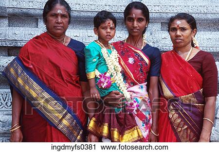 Stock Image - Hindu Women With Child. Fotosearch