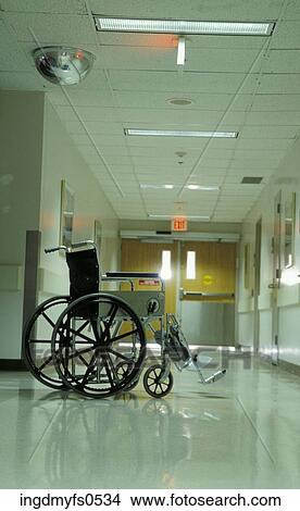 Hospital Corridor with Wheelchair View Large Photo Image Picture - Hospital Corridor with Wheelchair. Fotosearch