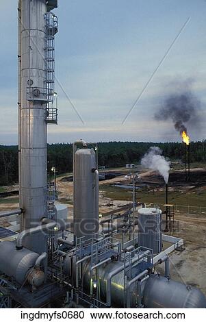 Stock Image - Industrial Area with Smokestacks. Fotosearch