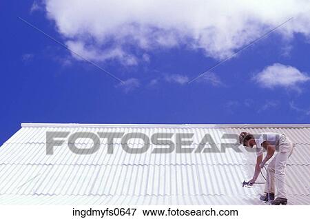 Man Working on Roof View Large Photo Image Stock Photo - Man Working on Roof. Fotosearch