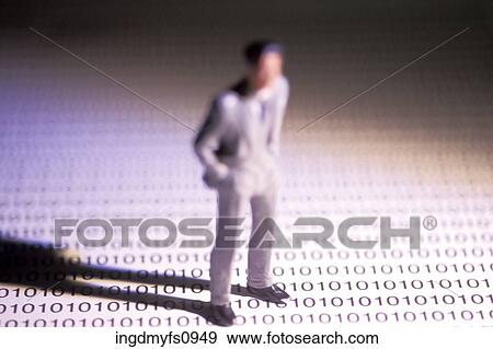 Miniature Man Standing on Digital Information View Large Photo Image Stock Photo - Miniature Man Standing on Digital Information. Fotosearch