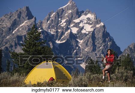 Stock Photo - Mountain Camping. Fotosearch