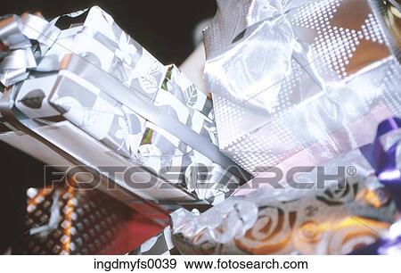Presents on a Table View Large Photo Image Stock Photo - Presents on a Table. Fotosearch
