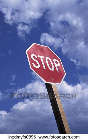 Stop Sign and Blue Sky with Clouds View Large Photo Image Stock Photography - Stop Sign and Blue Sky with Clouds. Fotosearch