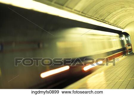 Subway Going Through Tunnel View Large Photo Image Stock Photo - Subway Going Through Tunnel. Fotosearch