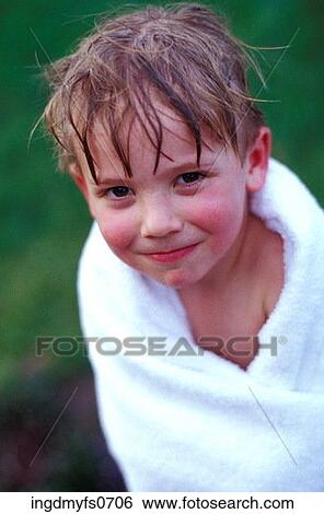 Wet Little Boy Wrapped in Towel View Large Photo Image Stock Photograph - Wet Little Boy Wrapped in Towel. Fotosearch