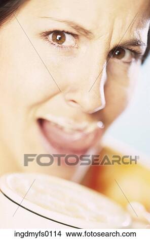 Woman Licking Milk From Her Lip View Large Photo Image Picture - Woman Licking Milk From Her Lip. Fotosearch