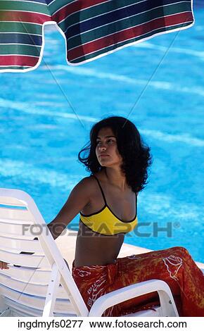 Woman Poolside View Large Photo Image Stock Photo - Woman Poolside. Fotosearch
