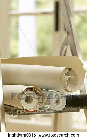 Stock Photography - Close-up of rolls of wallpapers. Fotosearch