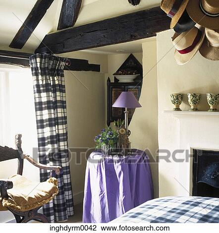 View of a bedroom under the attic with a purple corner table View Large Photo Image Stock Image - View of a bedroom under the attic with a purple corner table. Fotosearch