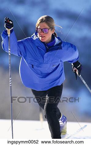 Close-up of a female skier View Large Photo Image Stock Image - Close-up of a female skier. Fotosearch