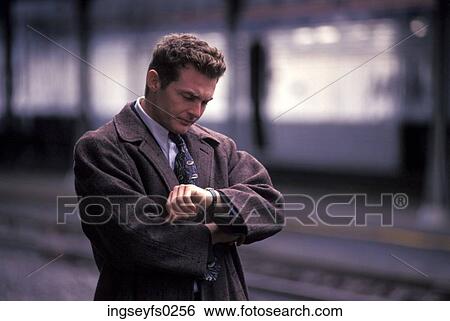 Caucasian Man Waiting For Subway Train View Large Photo Image Stock Photograph - Caucasian Man Waiting For Subway Train. Fotosearch