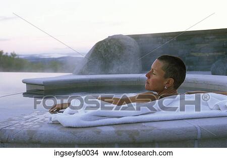 Caucasian Woman Sitting In An Outdoor Spa View Large Photo Image Picture - Caucasian Woman Sitting In An Outdoor Spa. Fotosearch