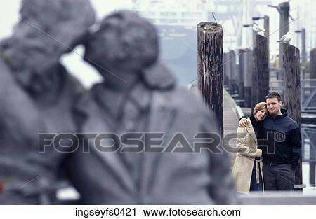 Couple By Waterfront Statues View Large Photo Image Stock Image - Couple By Waterfront Statues. Fotosearch