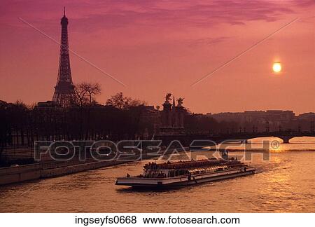 Eiffel Tower and Sunset View Large Photo Image Stock Photo - Eiffel Tower and Sunset. Fotosearch