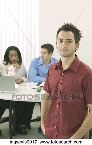 Guy With Presentation Behind View Large Photo Image Stock Photo - Guy With Presentation Behind. Fotosearch